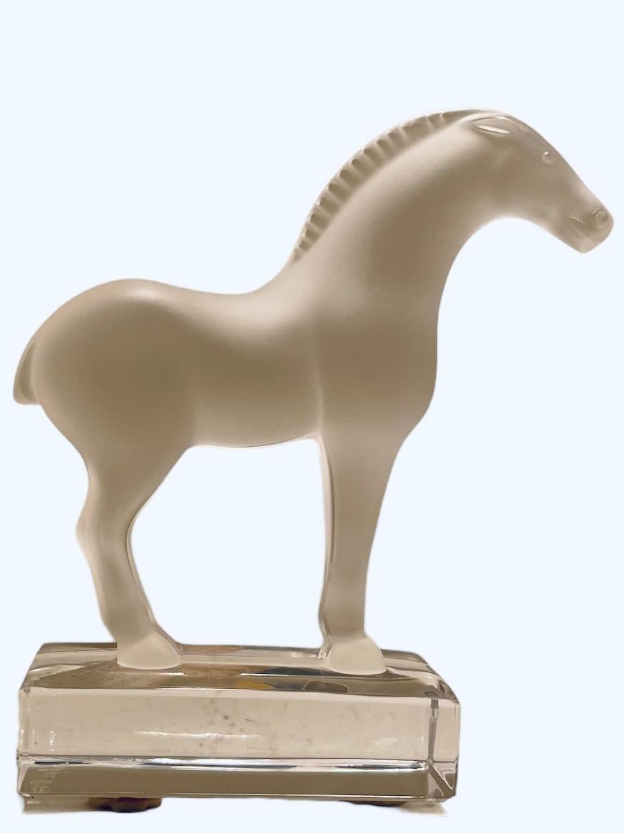 Molded Lalique France Frosted Crystal “Tang” Horse Sculpture 
