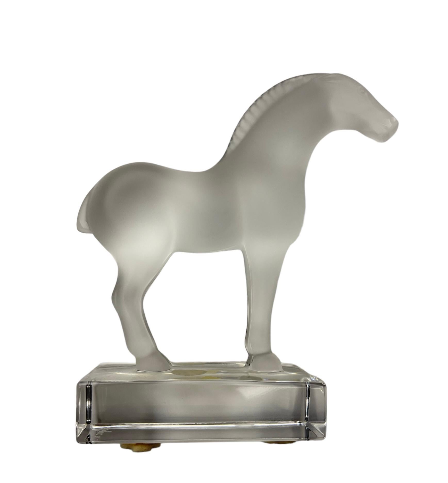 Lalique France Frosted Crystal “Tang” Horse Sculpture  2