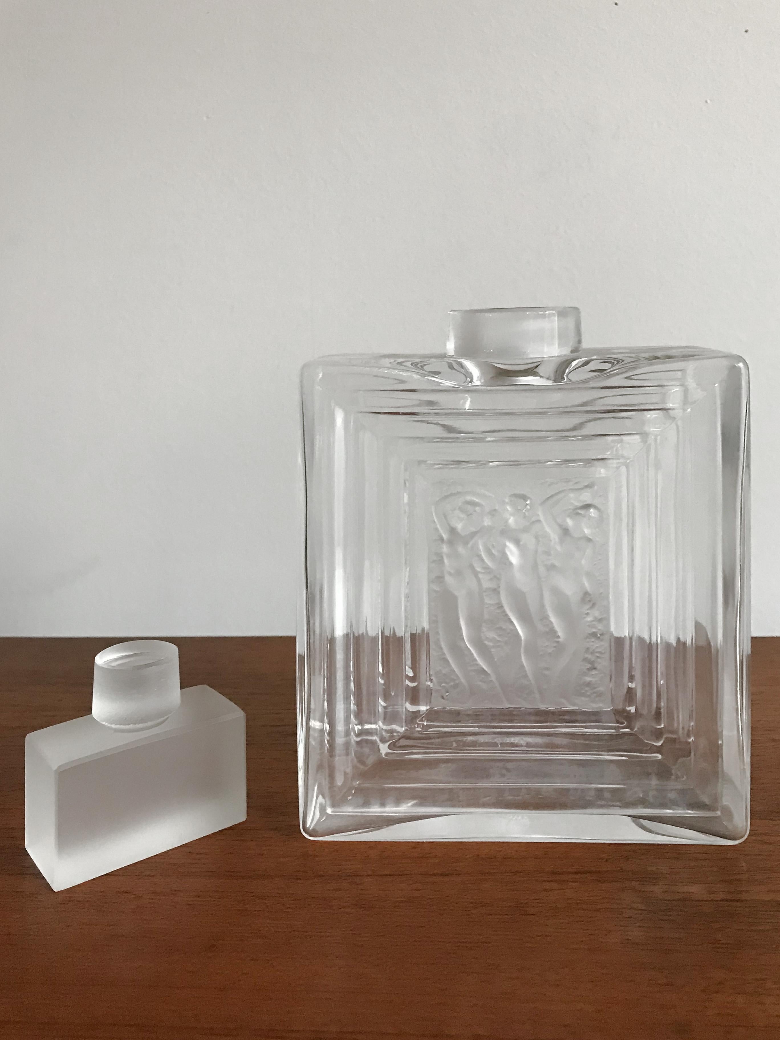 Post-Modern Lalique France Glass Perfume Bottle, 1970s