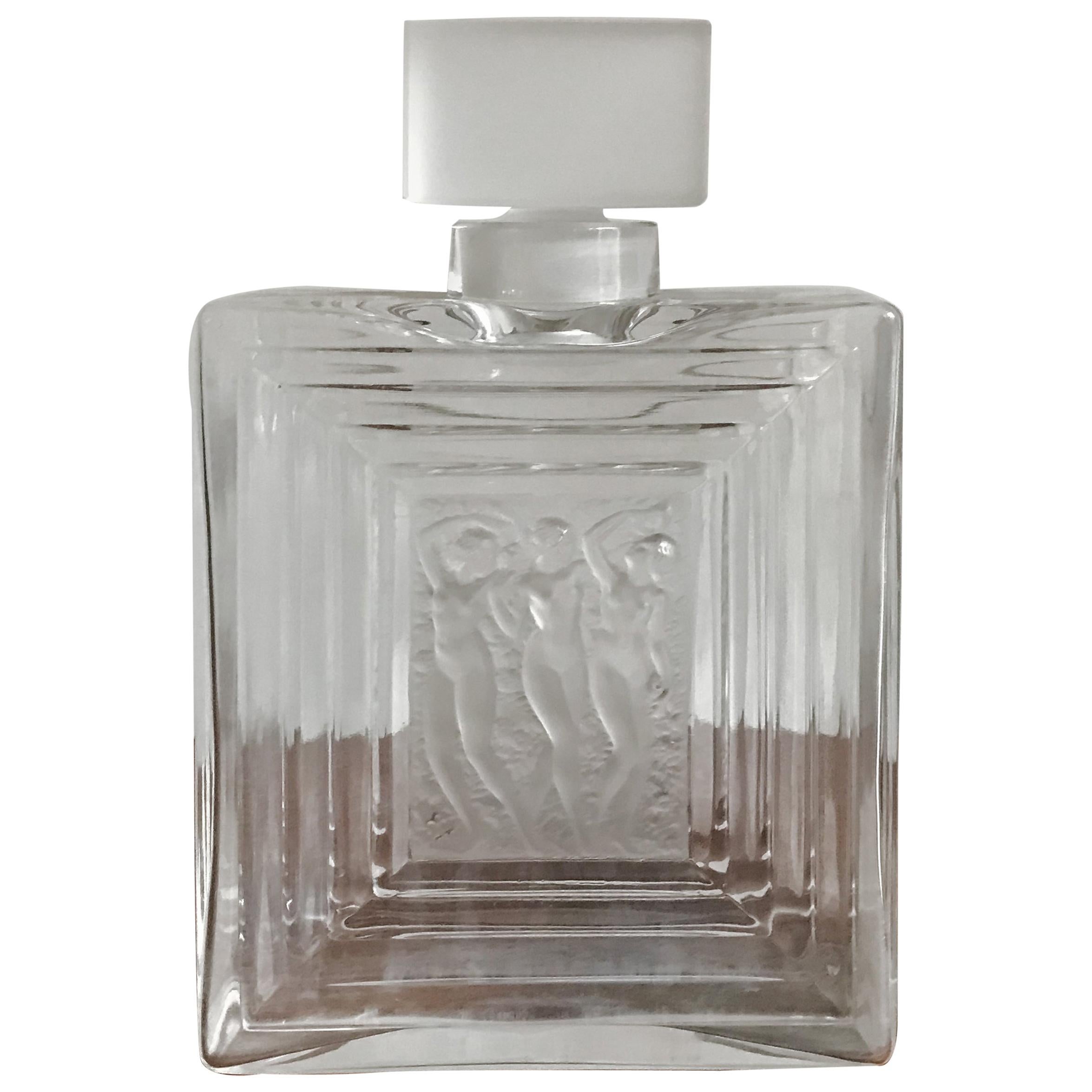 Lalique France Glass Perfume Bottle, 1970s