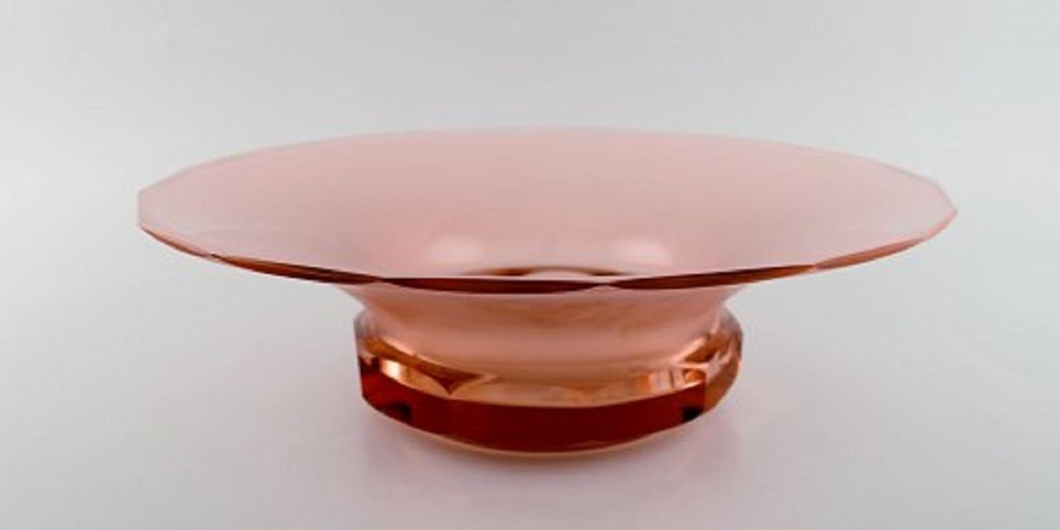 Lalique, France, Large Bowl in Salmon-Colored Art Glass, 1980s 2