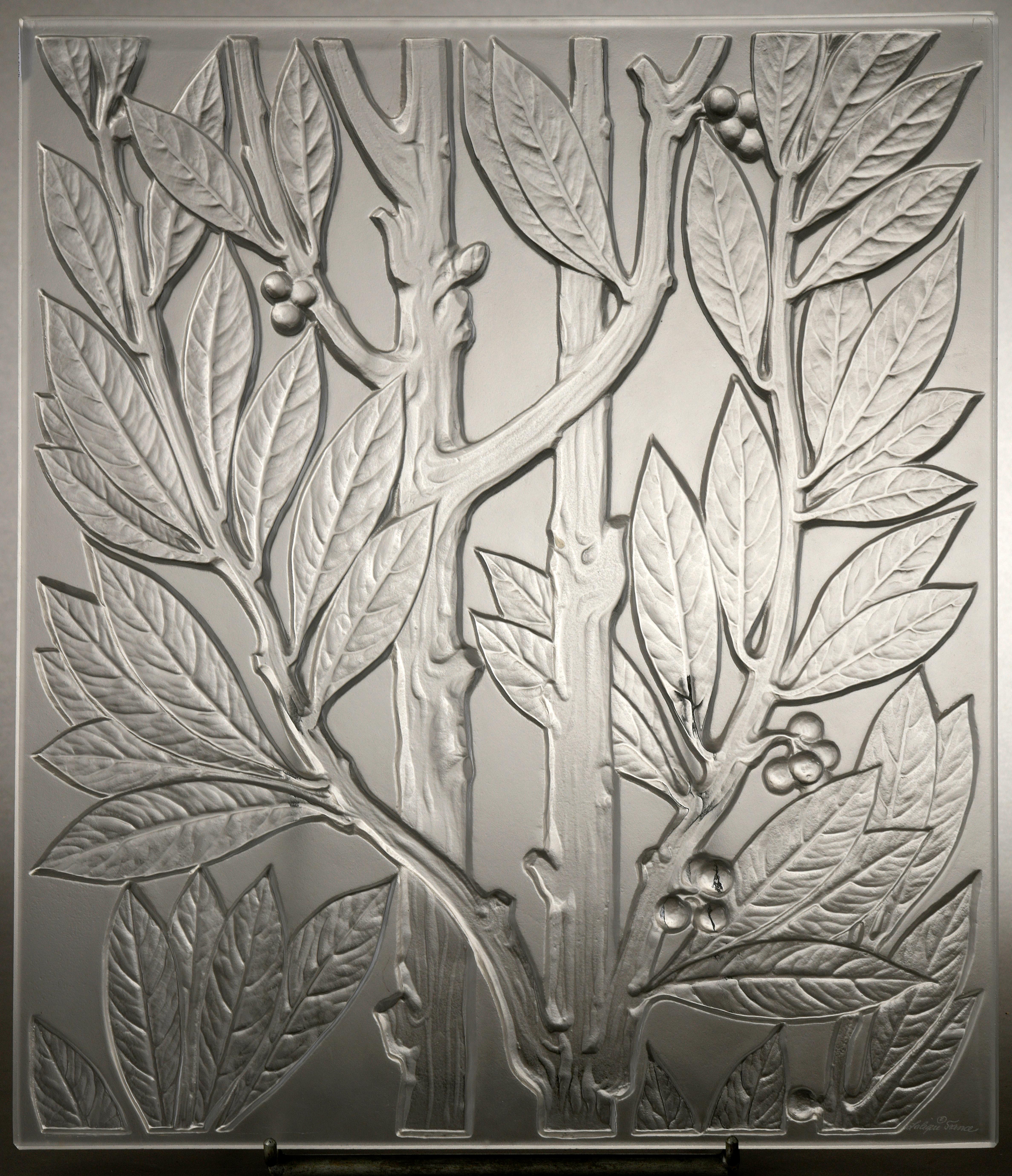 Blown Glass Lalique France : Lauriers Decorative Panel