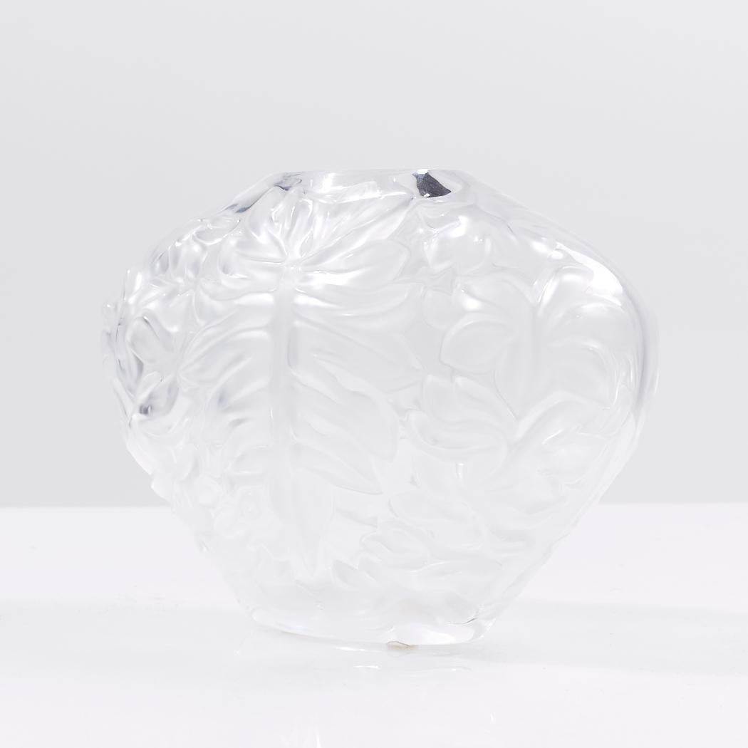 Art Nouveau Lalique France Mahe Clair Palm Leaf Vase For Sale
