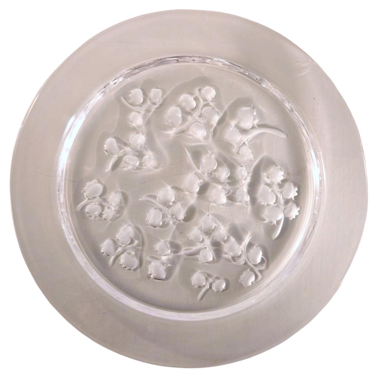 Lalique France 'Muguet' Frosted Crystal Lily of the Valley Plate For Sale