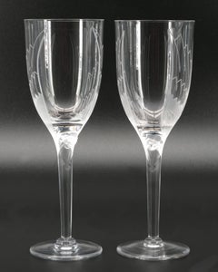 Lalique France, Pair of Champagne Glasses with Angel, 1945