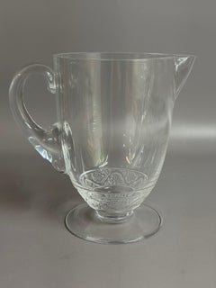 Lalique France Phalsbourg Pattern Crystal Pitcher