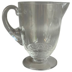 Lalique France Phalsbourg Pattern Crystal Pitcher