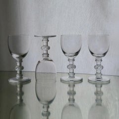 Vintage Lalique France Saint Hubert Apertif Crystal Stemware Glasses Set of 4