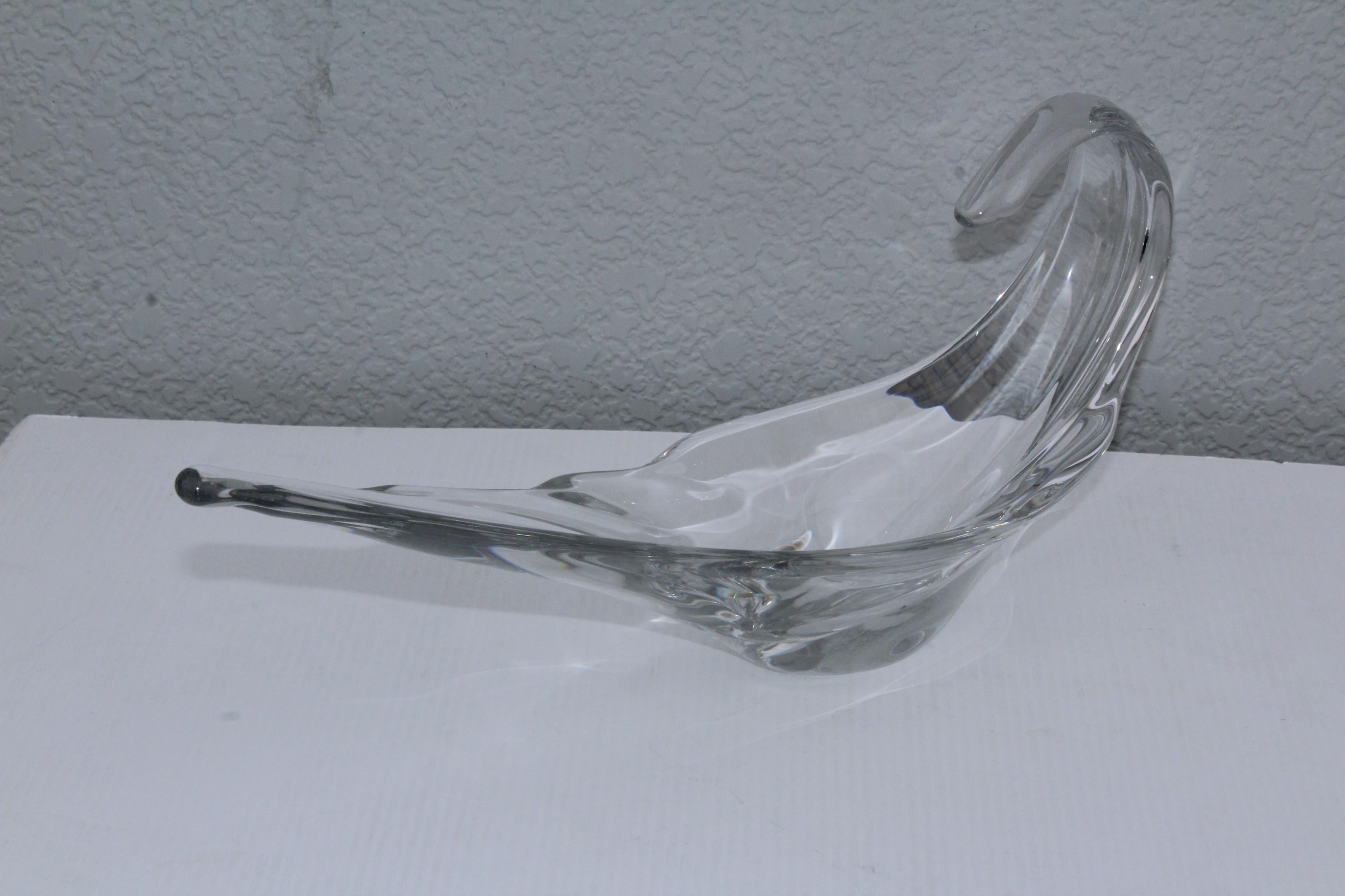 Mid-Century Modern Lalique France Sculptural Crystal Bowl For Sale