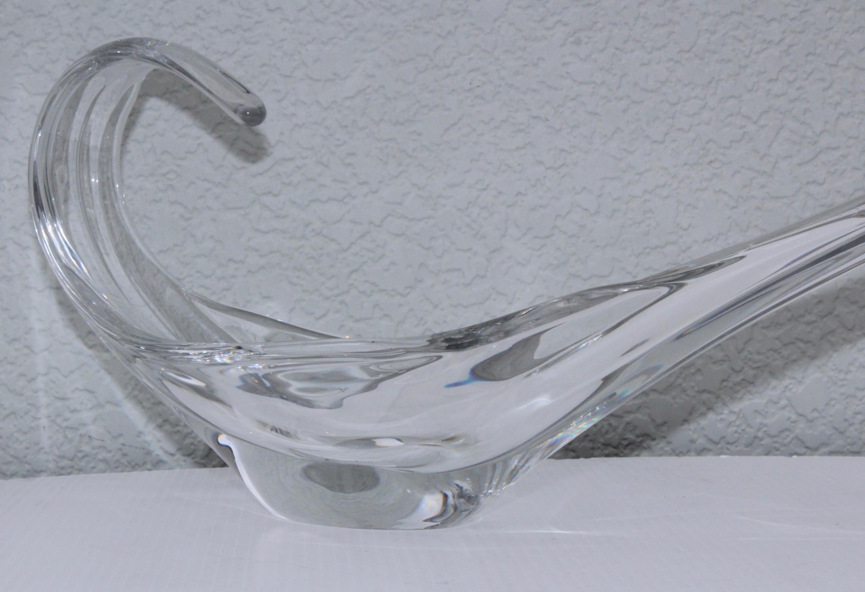 French Lalique France Sculptural Crystal Bowl For Sale