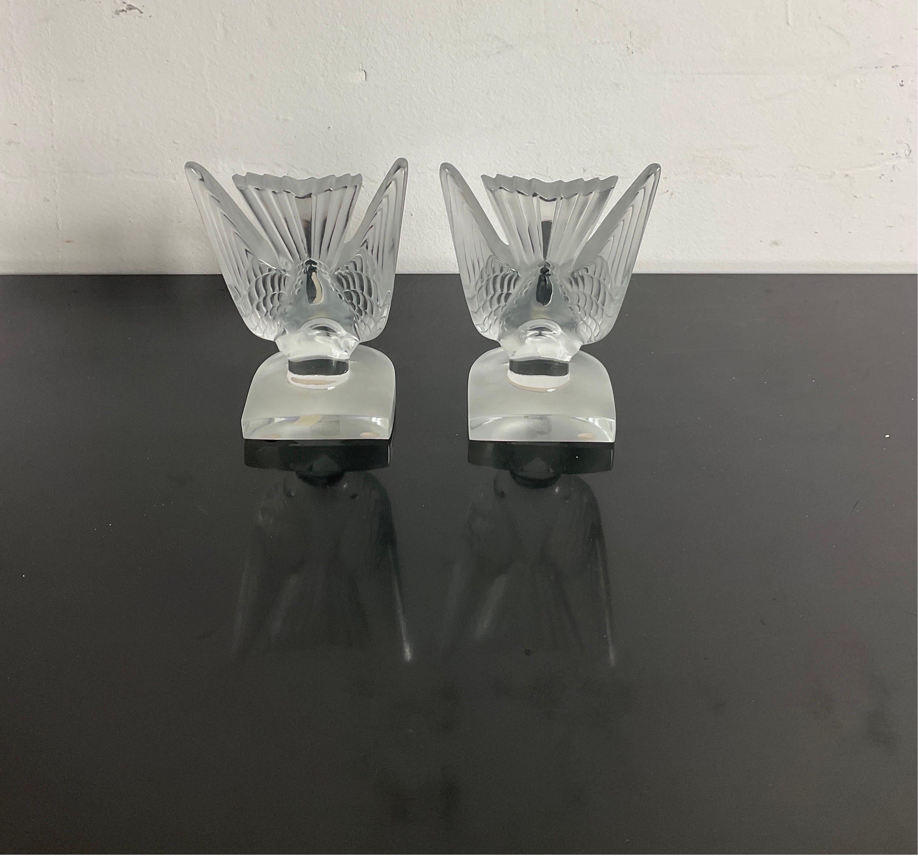 Late 20th Century Lalique france serre-livre hirondelles