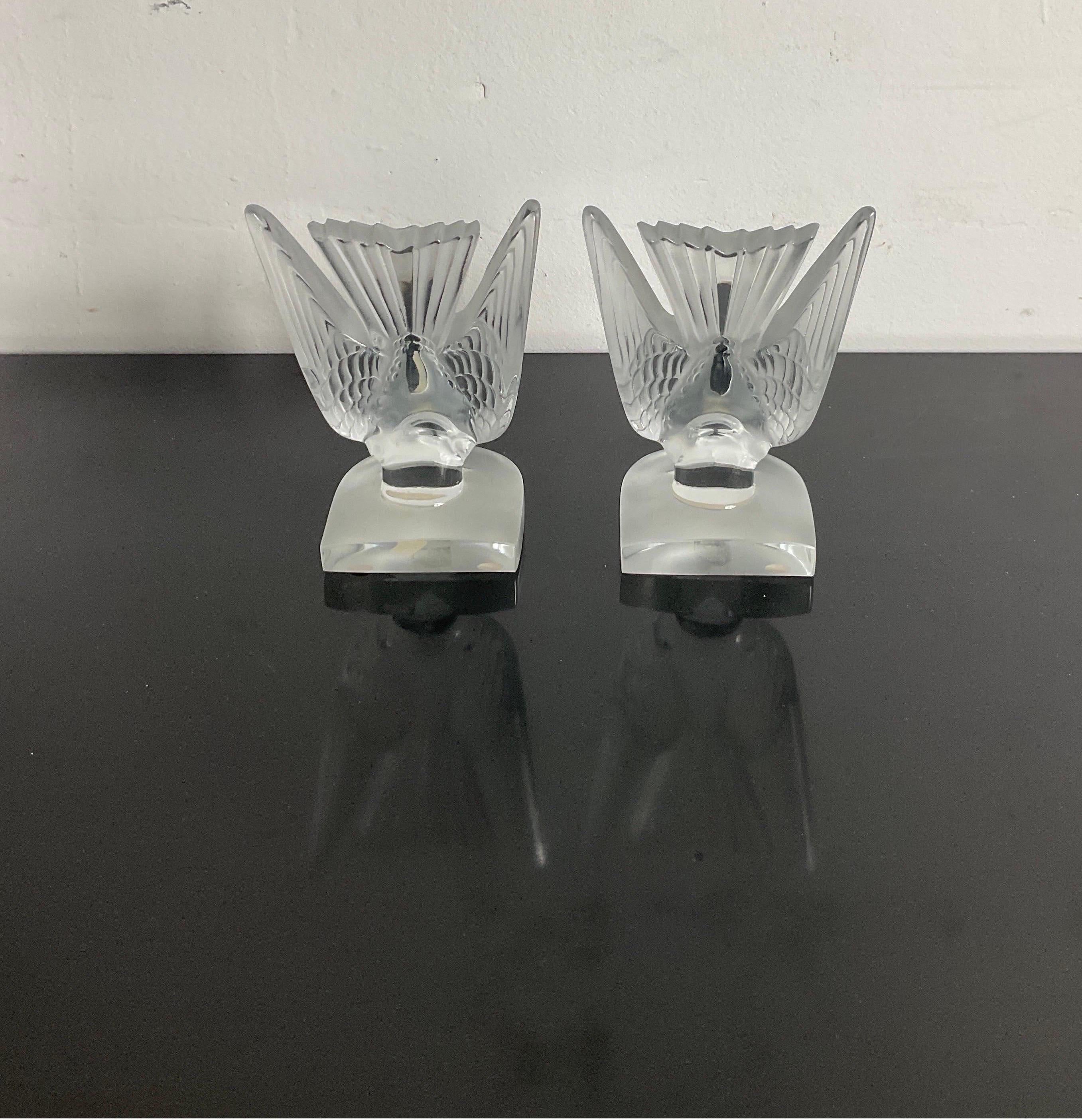 Crystal Lalique france serre-livre hirondelles