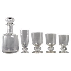 Retro Lalique France Set of 41 Pieces Majorque, 40 Glasses, 1 Pitcher