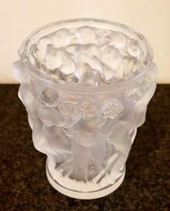 Lalique France Signed Crystal Glass Vase Bacchantes Greco Roman Nudes Women