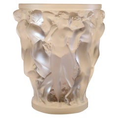 Lalique France Signed Crystal Glass Vase Bacchantes Greco Roman Nudes Women