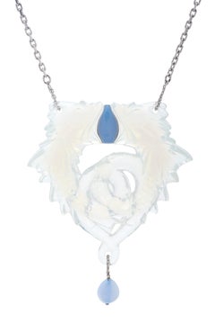 Halskette aus Frankreich, Silber und Glas von Lalique, 20. Jahrhundert