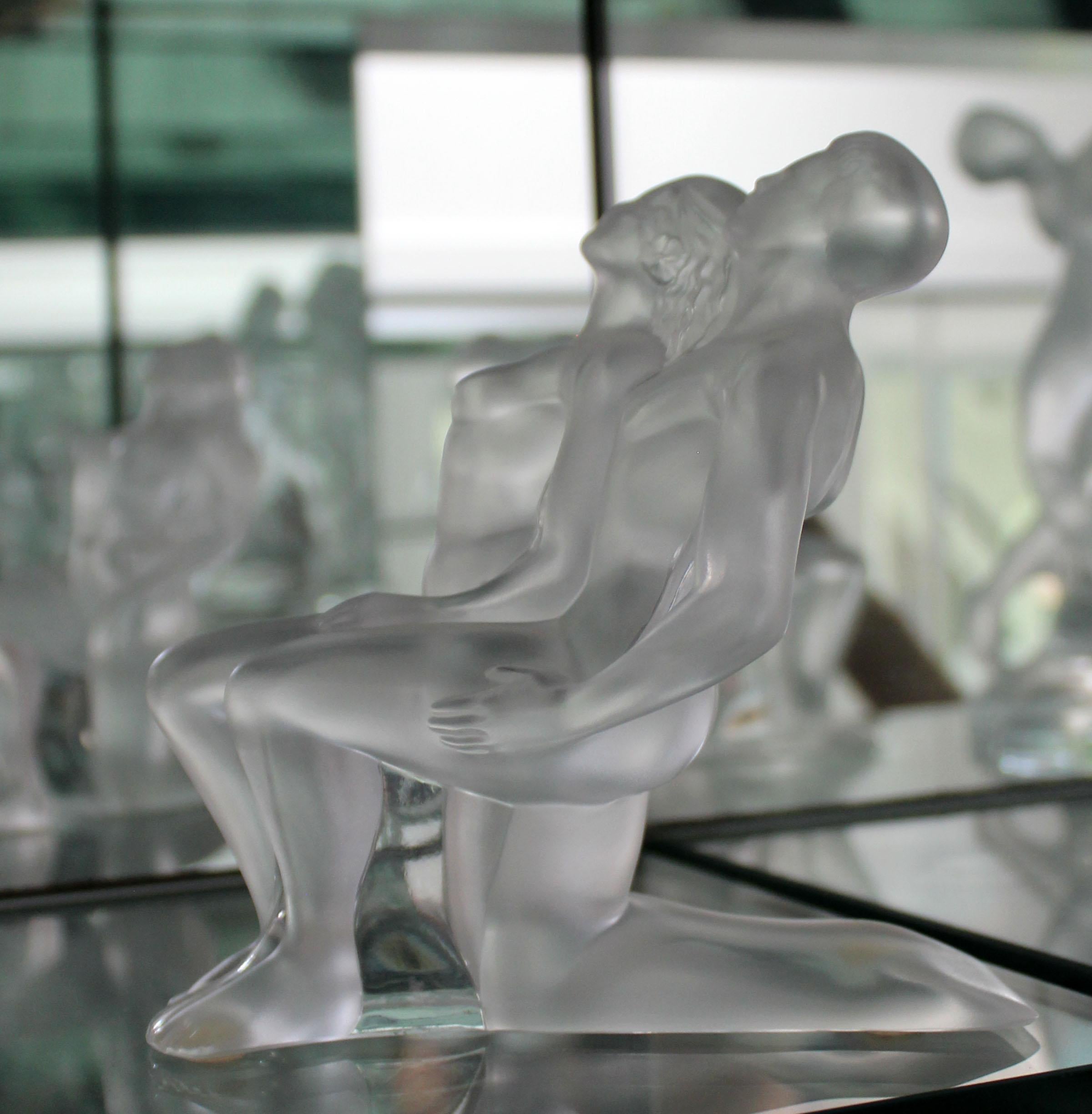 Lalique France Small Crystal Glass Couple Lovers Table Sculpture 1