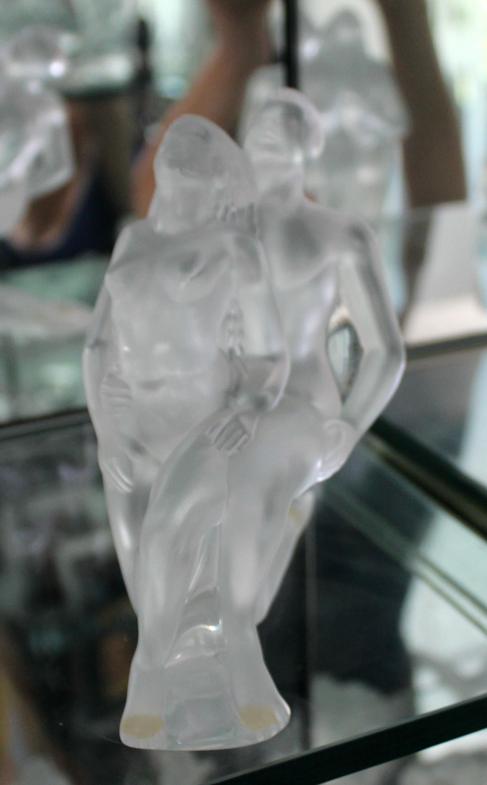 Lalique France Small Crystal Glass Couple Lovers Table Sculpture 2