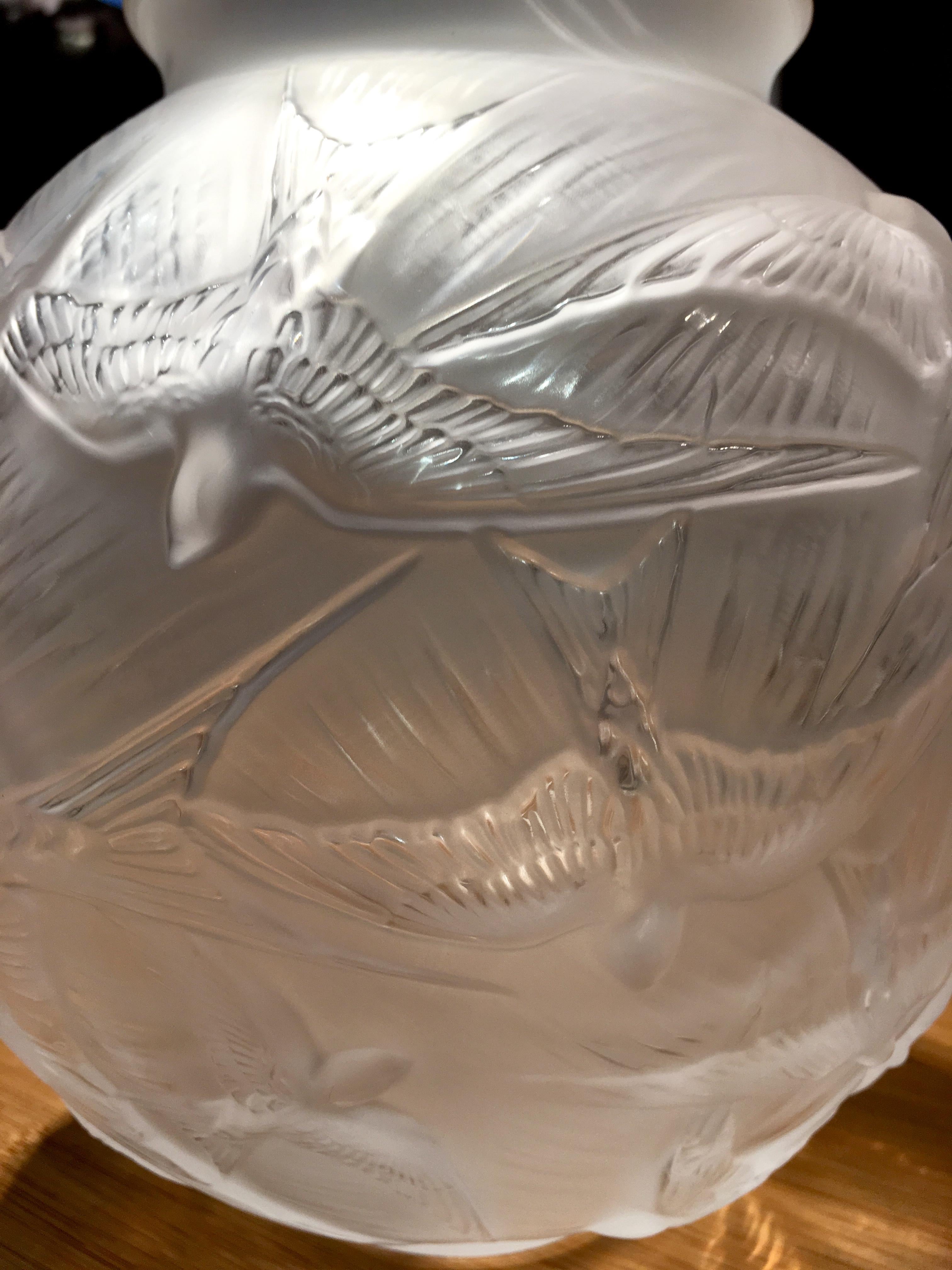 Contemporary Lalique France, Swallow Vase, 2019 For Sale