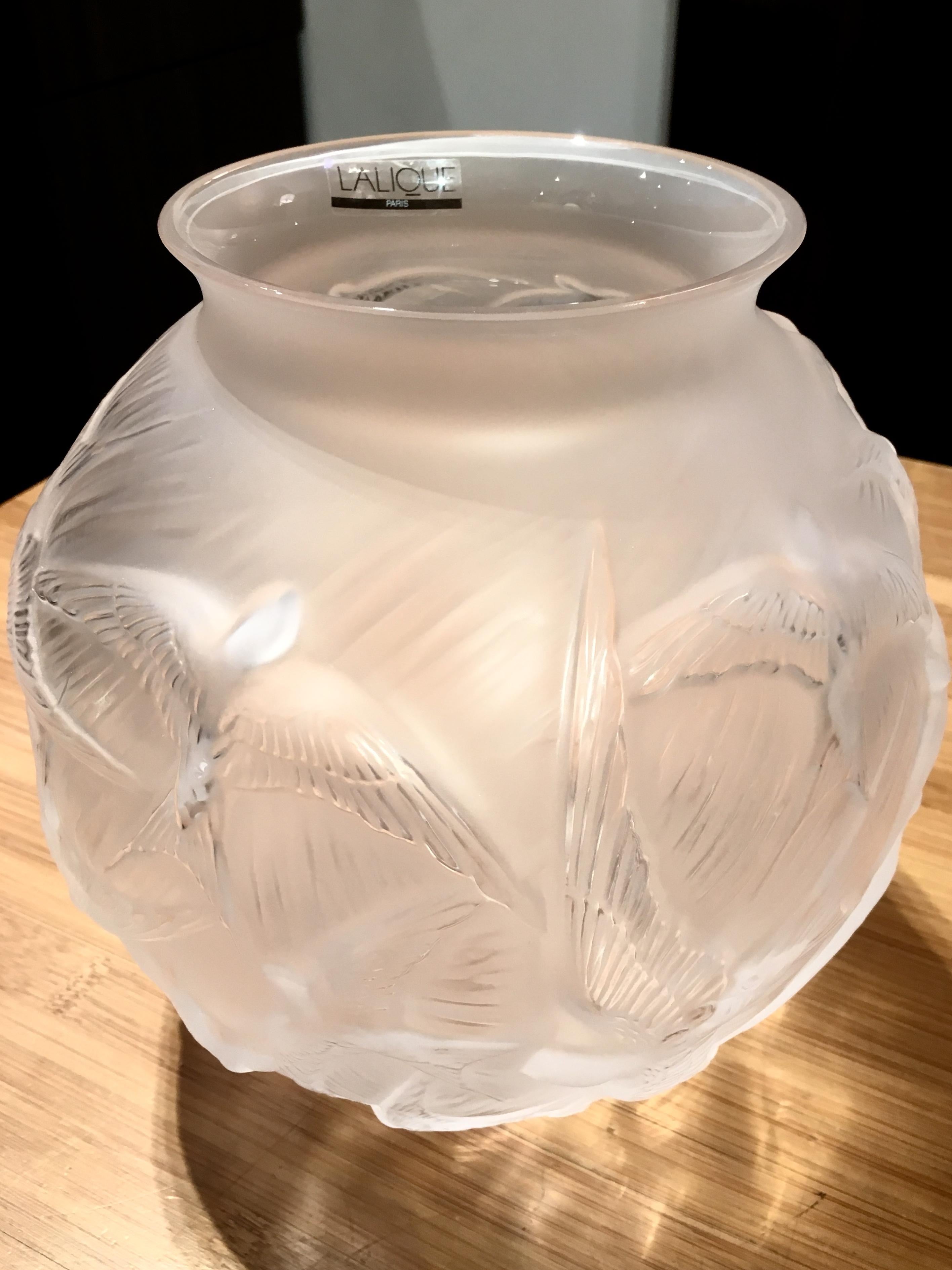 Crystal Lalique France, Swallow Vase, 2019 For Sale