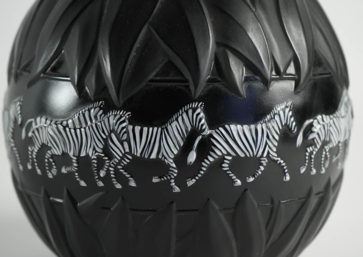 French Lalique France, Tanzania Zebra Vase