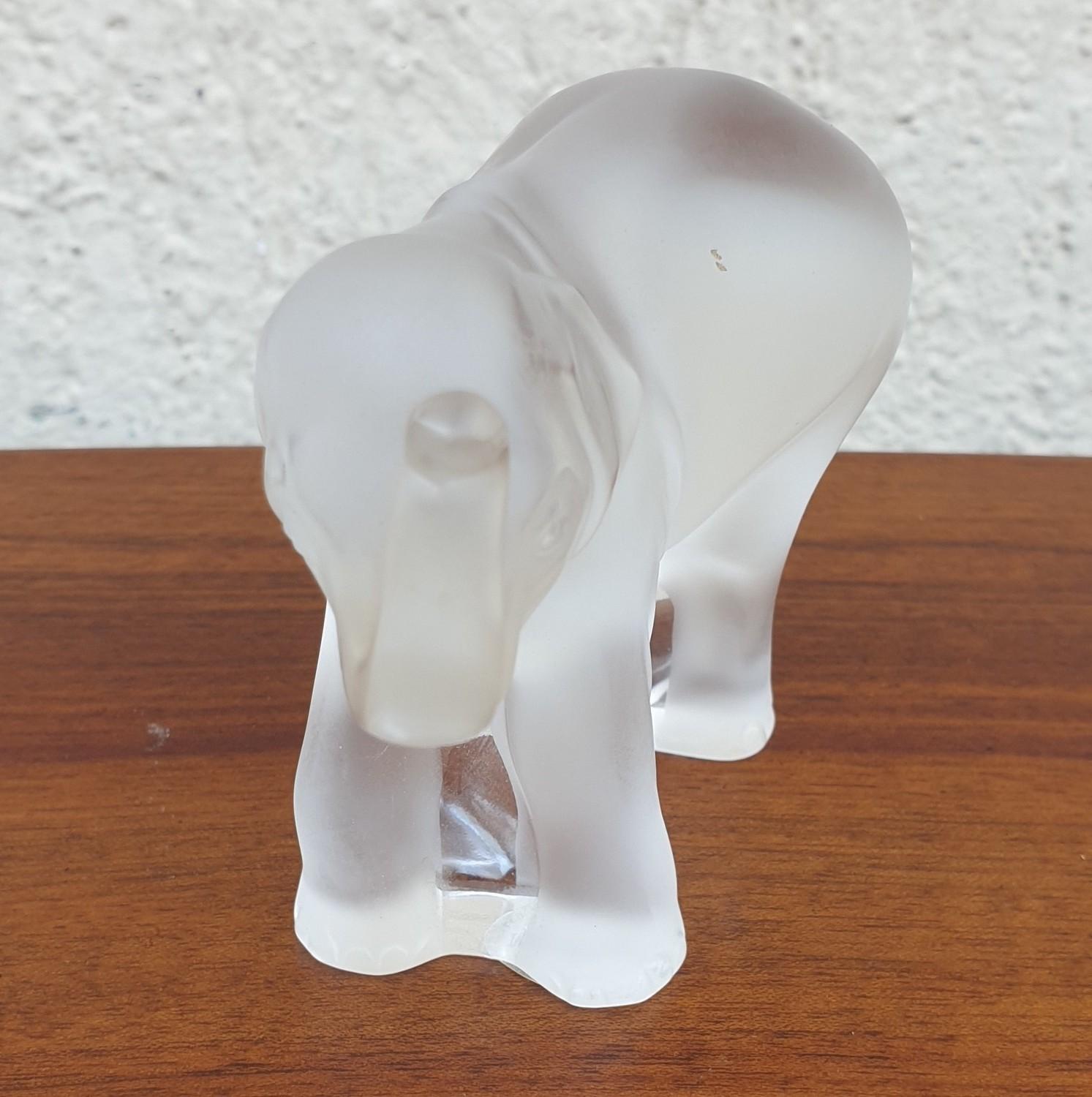 French Lalique France, Timora Baby Elephant Figurine, 20th Century
