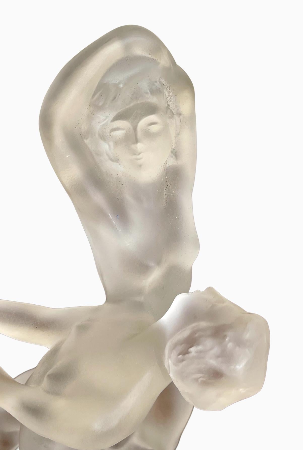 Nude dancers in glass paste signed 
