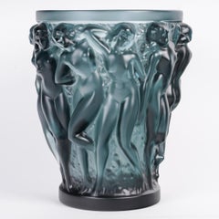 Lalique France - Vase Bacchantes Blue Grey Crystal NEW