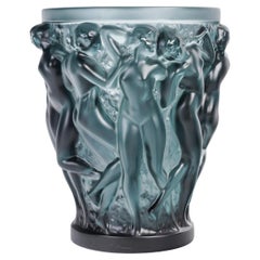 Lalique France - Vase Bacchantes Blue Grey Crystal NEW