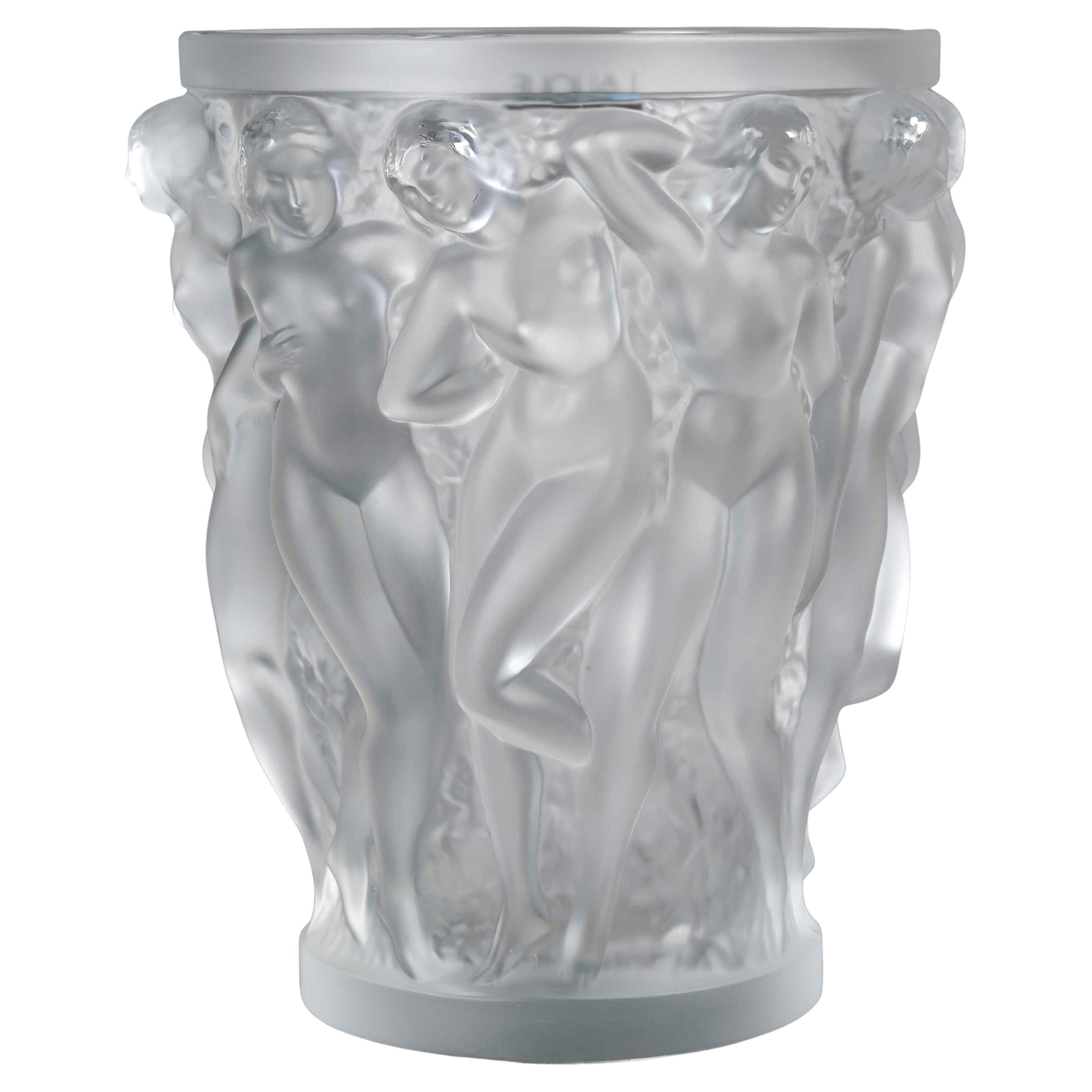 Lalique France Vaso Bacchantes in cristallo smerigliato NUOVO IN SCATOLA CON TARGA