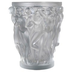 Lalique France Vaso Bacchantes in cristallo smerigliato NUOVO IN SCATOLA CON TARGA
