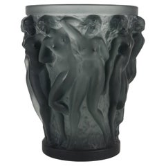 Lalique France, Vase Bacchantes Grey Crystal