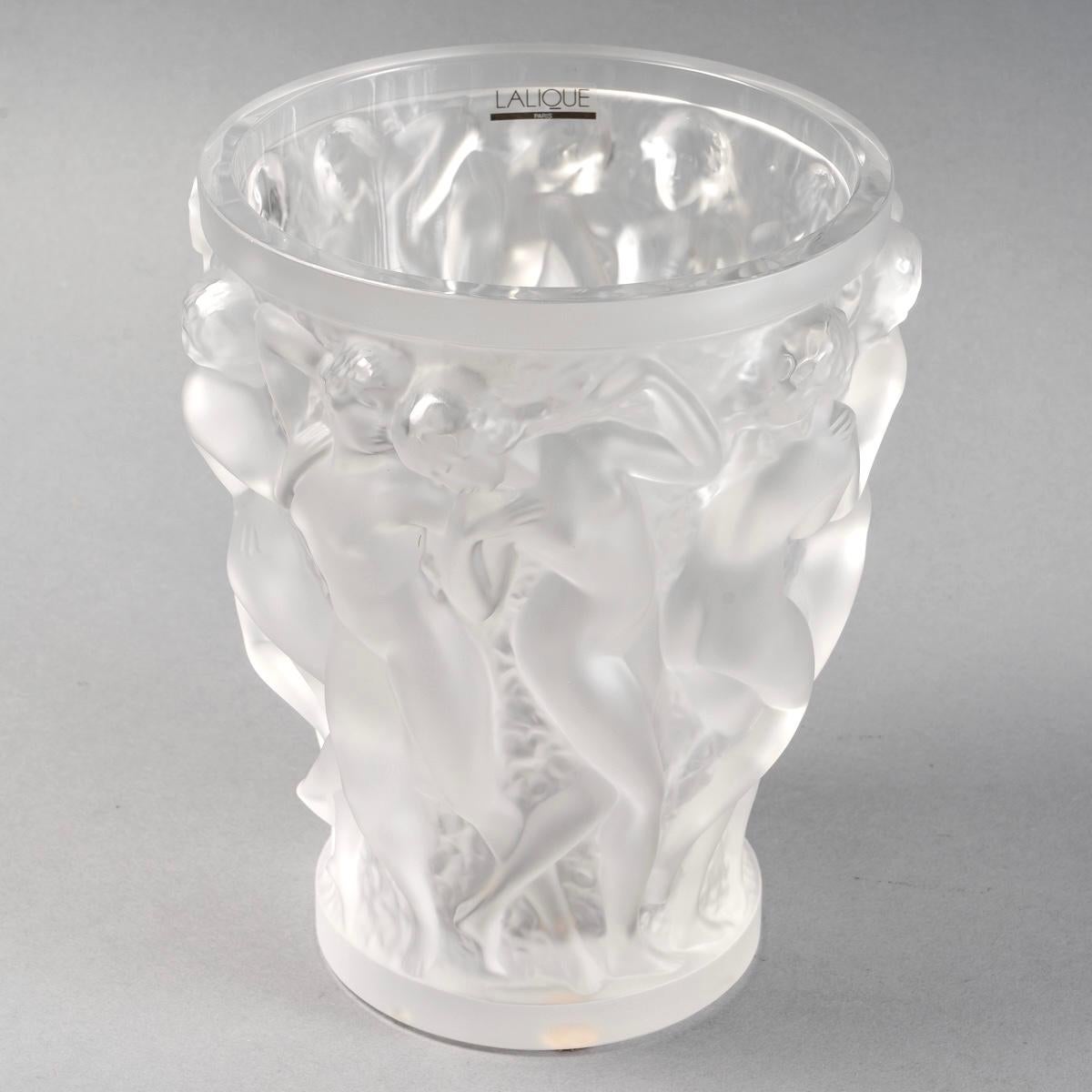 Art Deco Lalique France Vase Bacchantes in Frosted Crystal Dancing Women - NEW WITH TAG