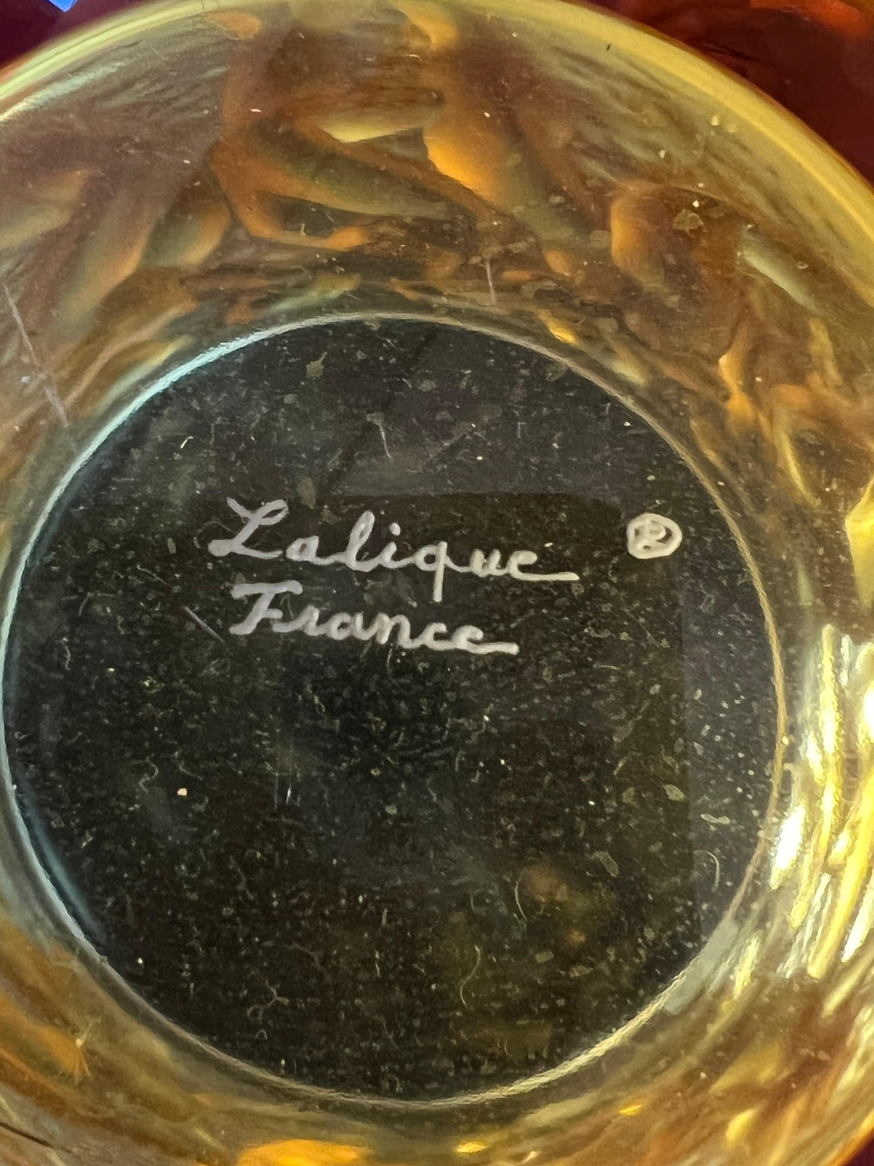 Lalique France, Vase Bacchantes Yellow Amber Crystal In Good Condition In Boulogne Billancourt, FR