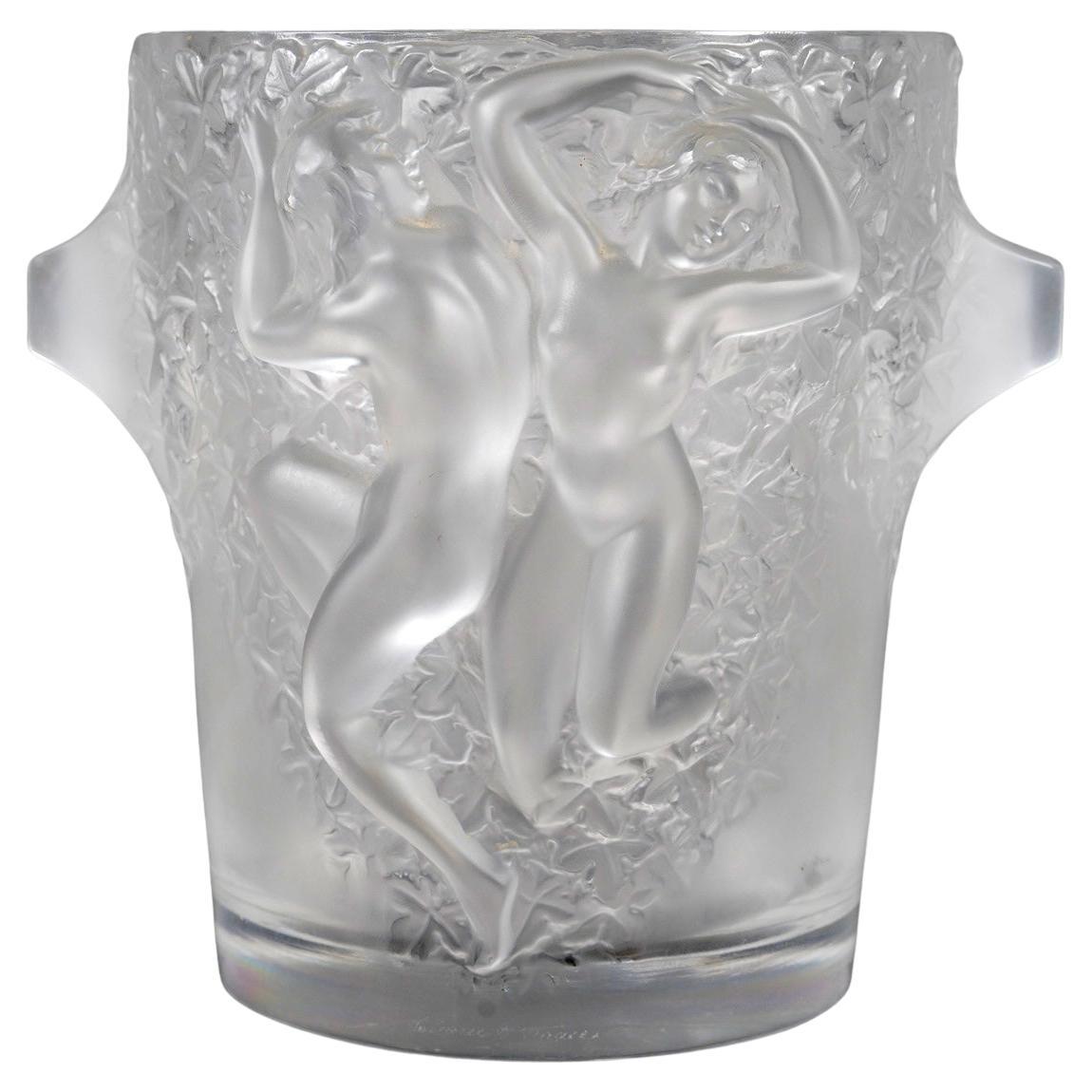 Lalique France - Vaso secchiello per ghiaccio Ganymede in cristallo smerigliato