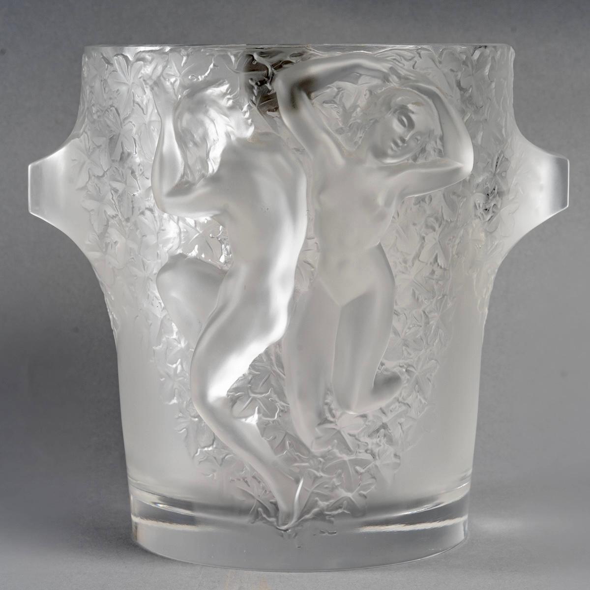 French Lalique France - Vase Ice Bucket Ganymede Frosted Crystal - NEW WITH TAG