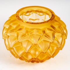Lalique France - Vase Languedoc Amber Yellow Crystal