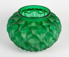 Lalique France - Vase Languedoc Cactus Cristal Vert Emeraude - NEW IN BOX