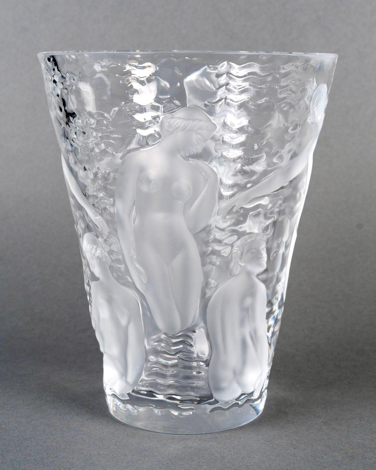 Lalique France - Vase Ondines Crystal Art Decó en venta
