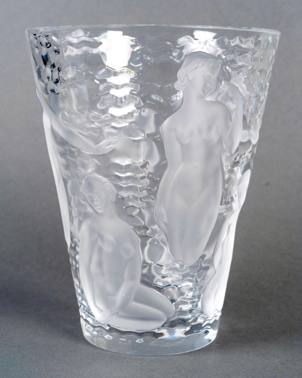 Lalique France - Vase Ondines Crystal Francés en venta
