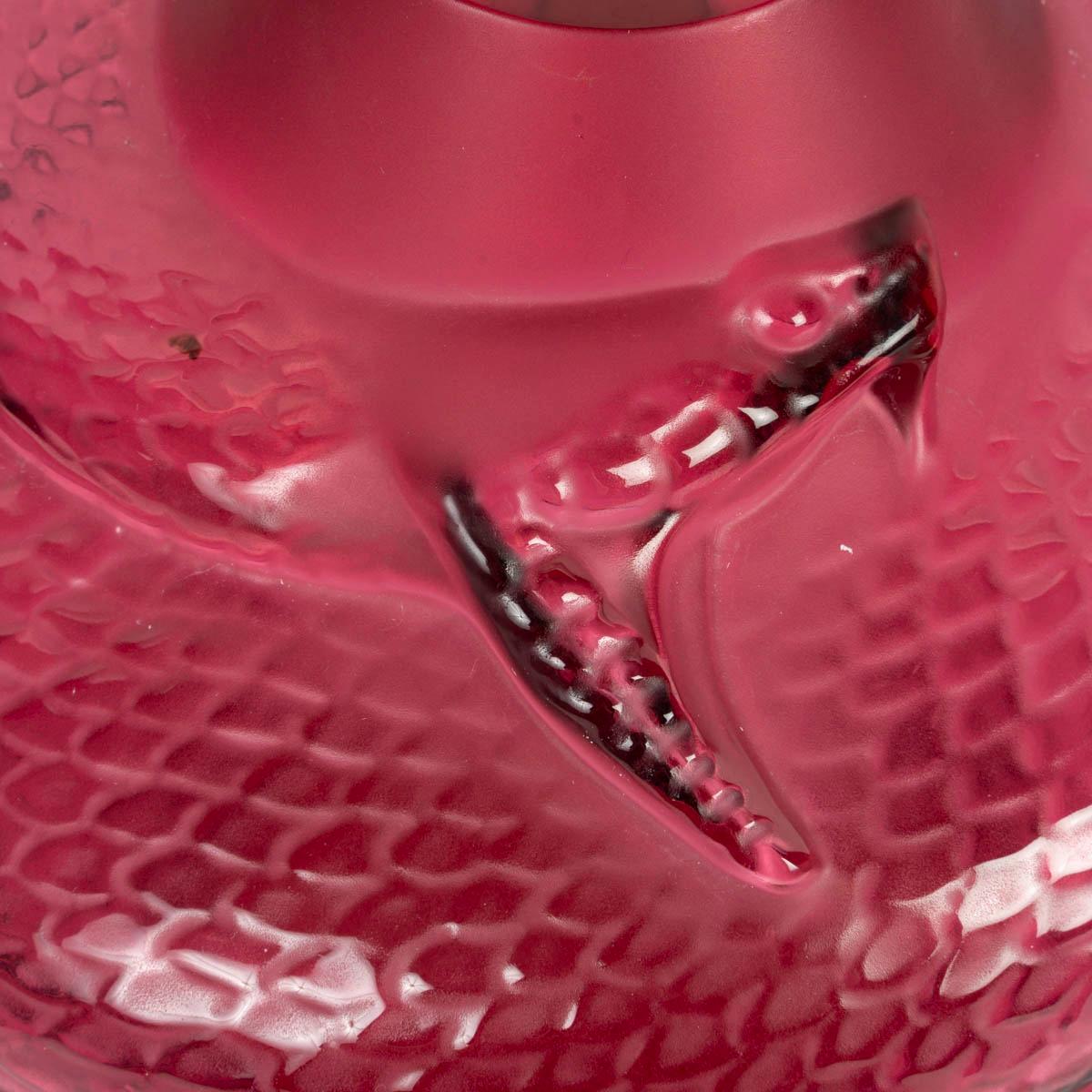 Molded Lalique France - Vase Serpent Snake Red Crystal - New In Box