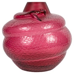 Lalique Frankreich – Vase, Schlangenschlangenroter Kristall, neu in Box