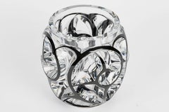 Lalique France - Vaso Tourbillons Scrolls in cristallo trasparente e smalto nero