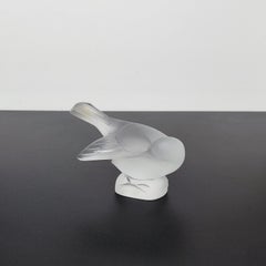Lalique France Vintage Crystal Moineau Coquet Bird Paperweight - FREE SHIPPING