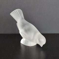 Lalique France Vintage Crystal Moineau Hardi Bird Paperweight - FREE SHIPPING