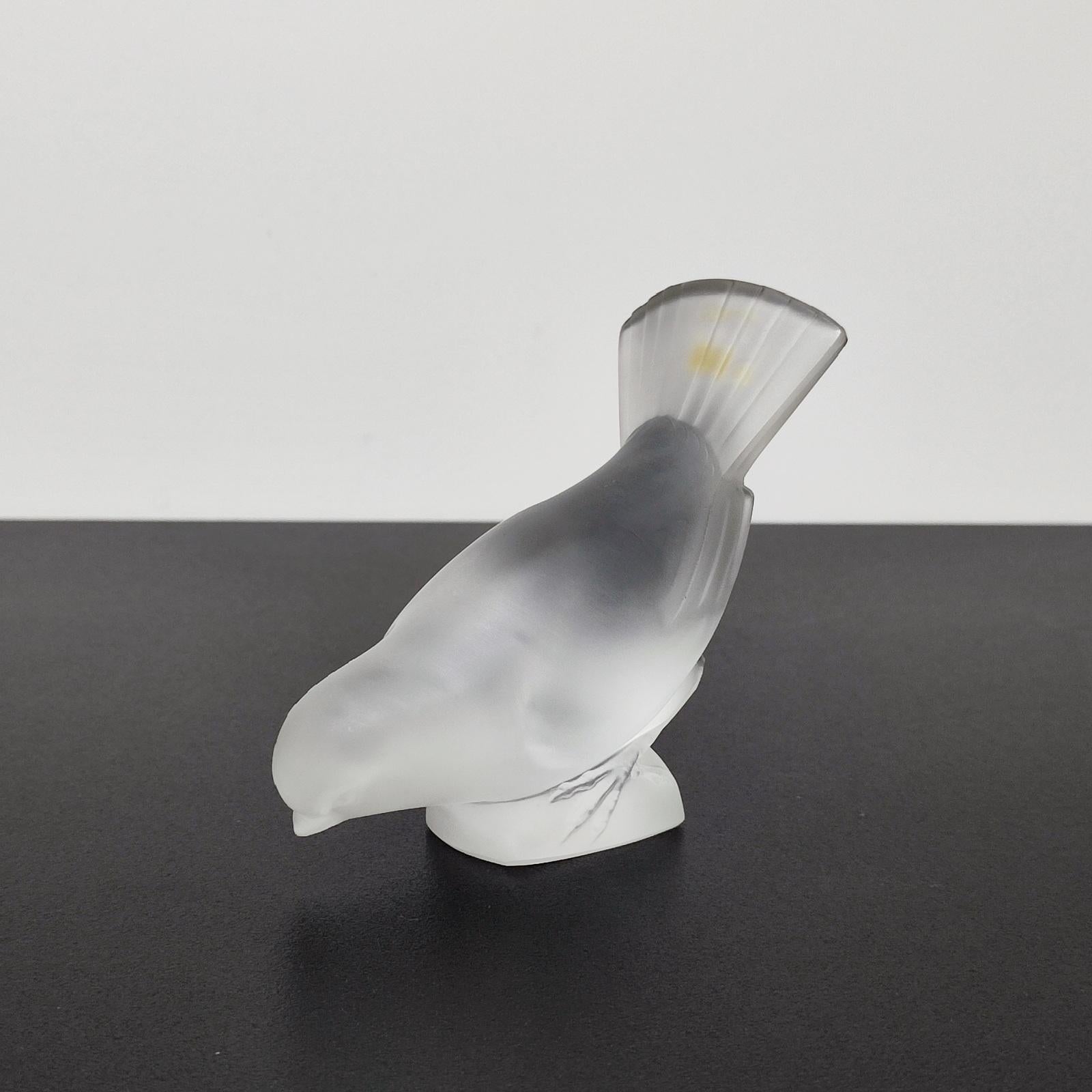 French Lalique France Vintage Crystal Moineau Hardi Bird Paperweight - FREE SHIPPING