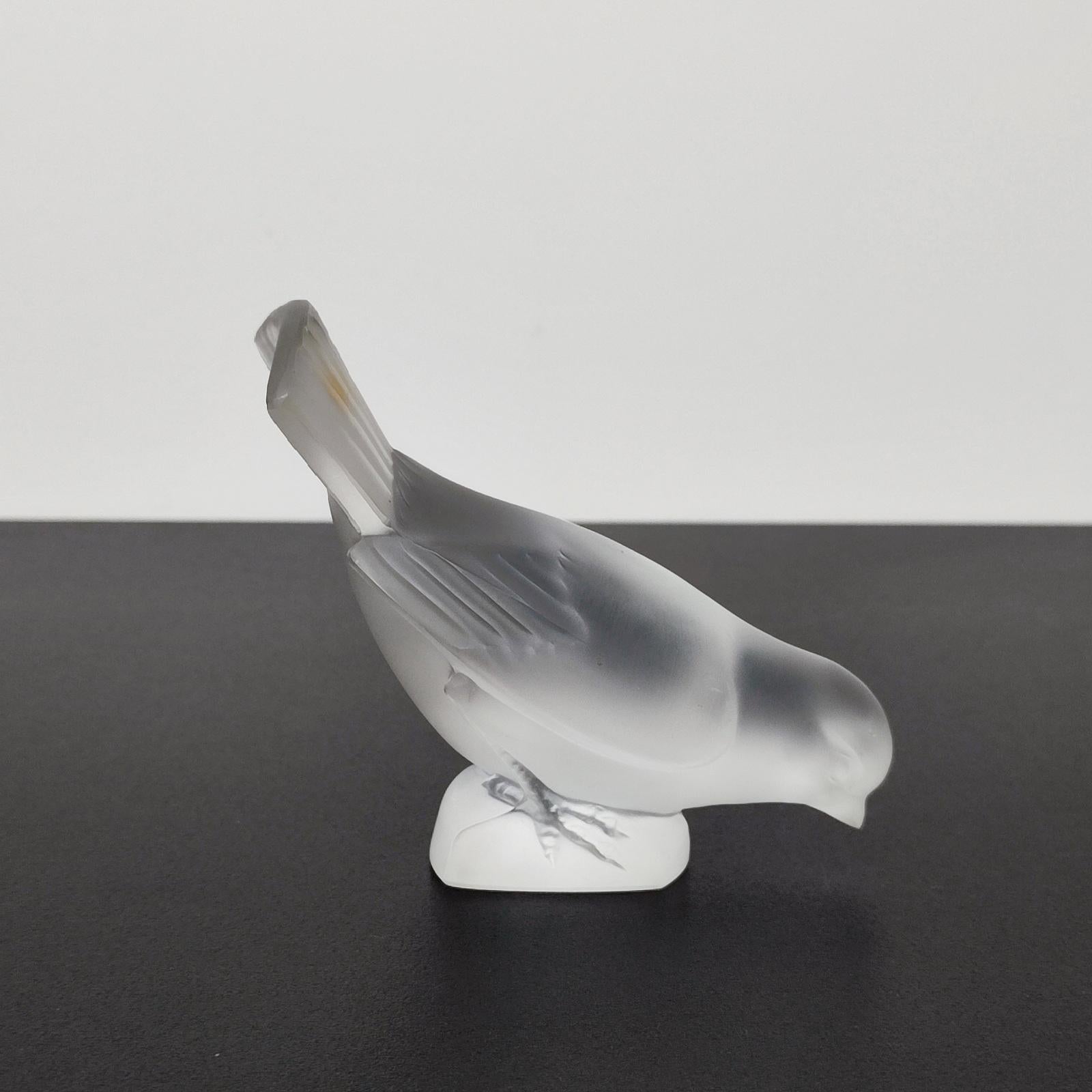Late 20th Century Lalique France Vintage Crystal Moineau Hardi Bird Paperweight - FREE SHIPPING