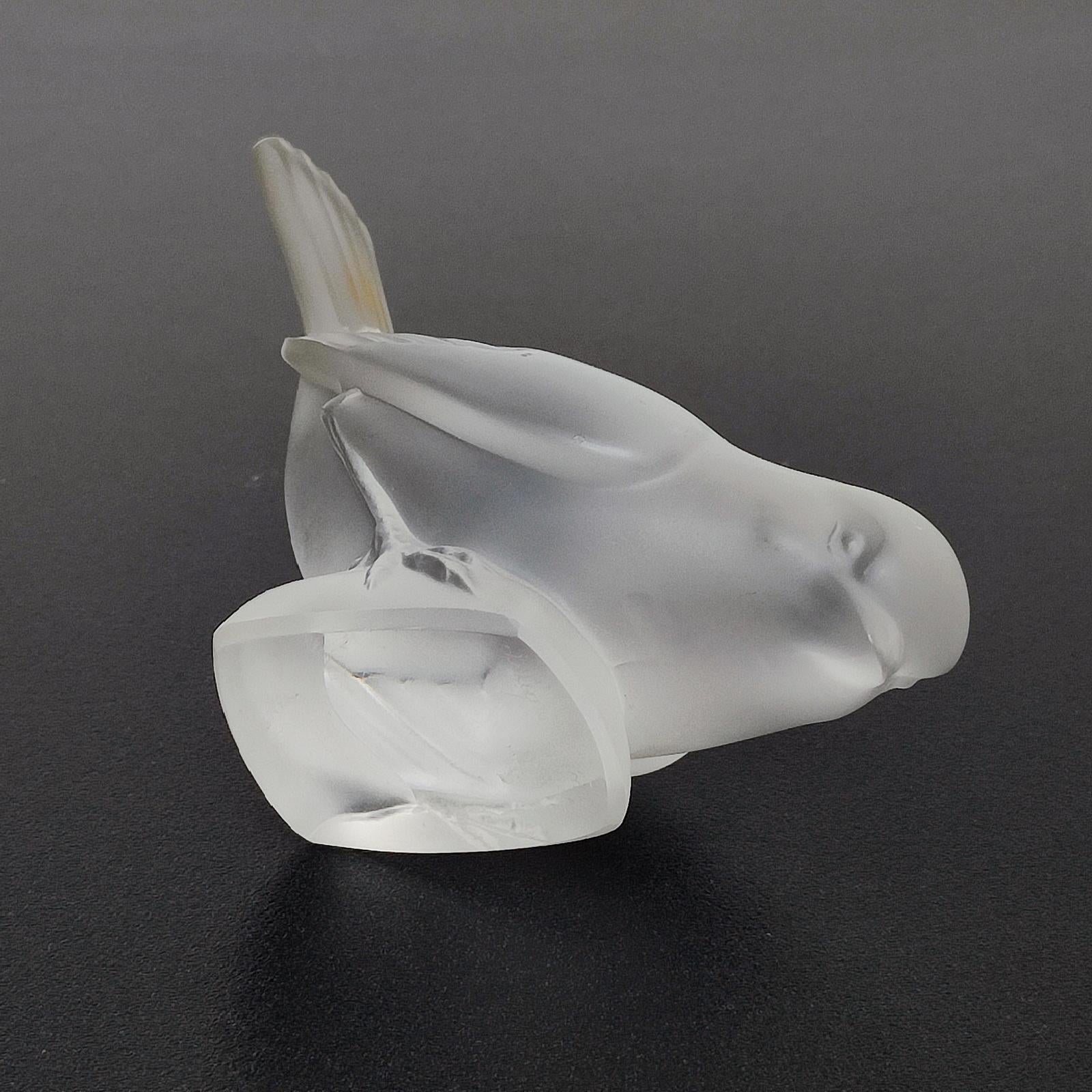 Lalique France Vintage Crystal Moineau Hardi Bird Paperweight - FREE SHIPPING 2