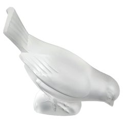 Lalique France Vintage Crystal Moineau Hardi Bird Paperweight - FREE SHIPPING