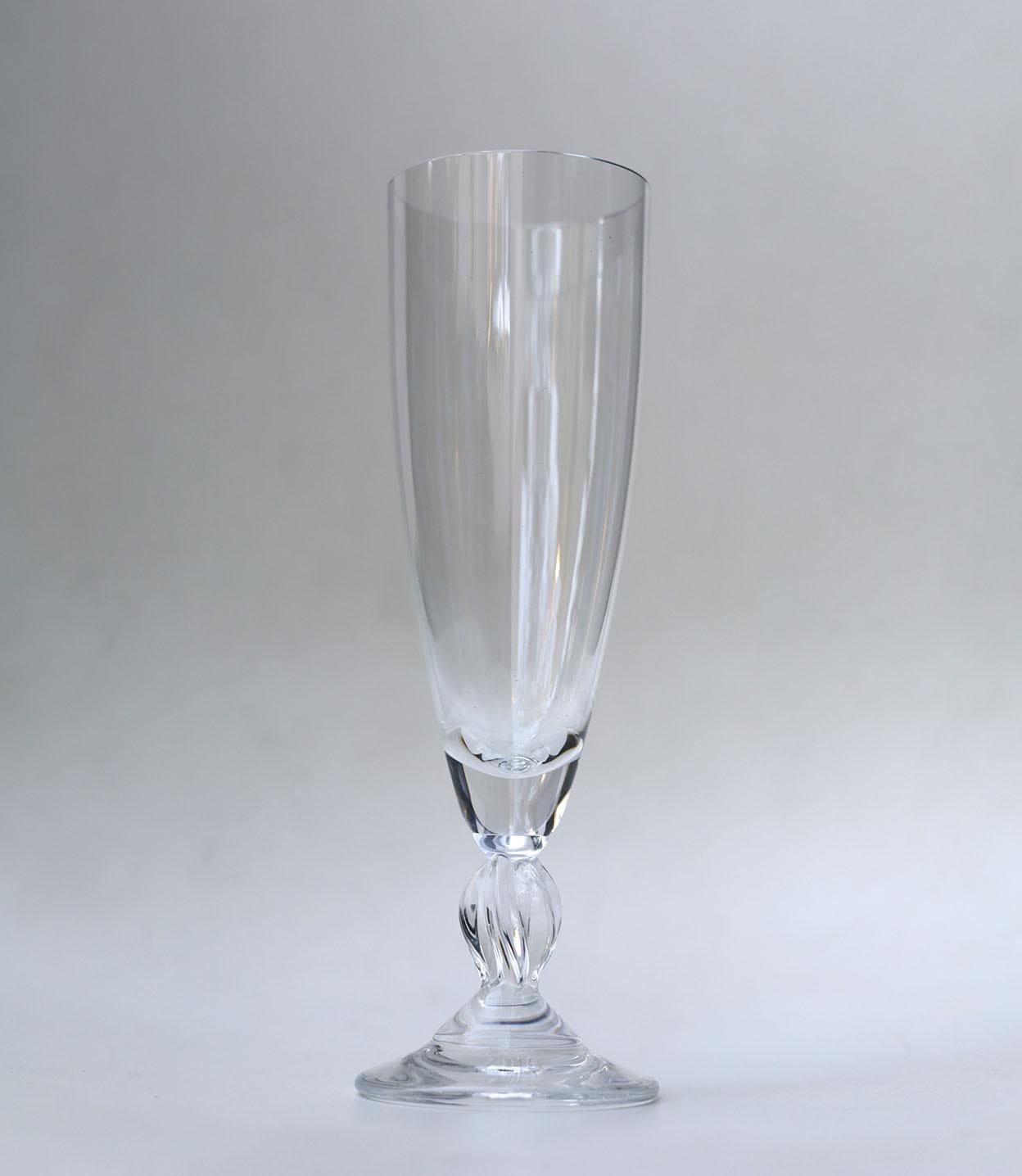 Fatto a mano Lalique Frejus Coppia di flauti da champagne in vendita
